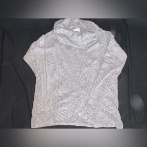 Womens Gray Ribbed Turtleneck Maternity/Nursing Sweater